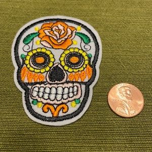 White Skull Iron On Patch